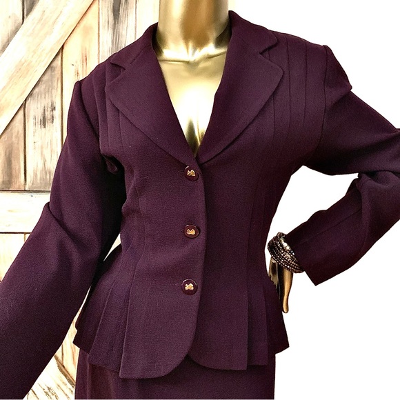 Danny & Nicole Dark Purple Skirt Suit Size 14 - Picture 5 of 16